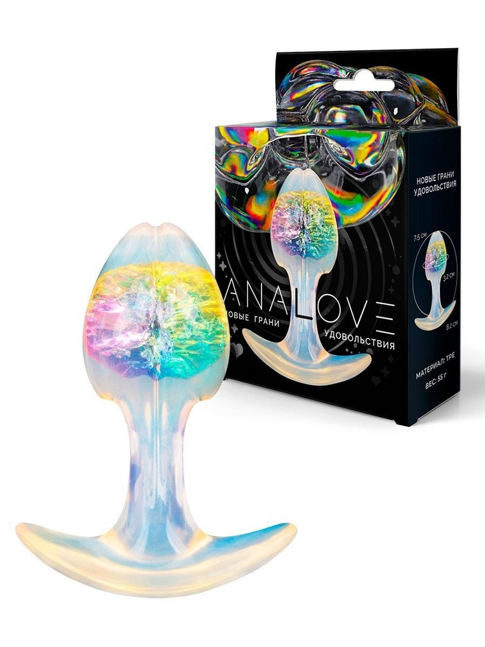 Анальная пробка AnaLove, разноцветная, рельефная, 8,2 см