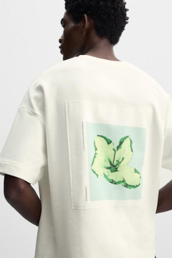 ZARA ТОЛСТОВКА С КОНТРАСТНОЙ НАШИВКОЙ, БЕЛЫЙ