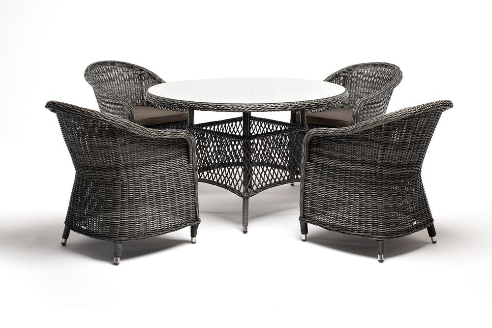 "Равенна" обеденная группа плетеная, цвет графит