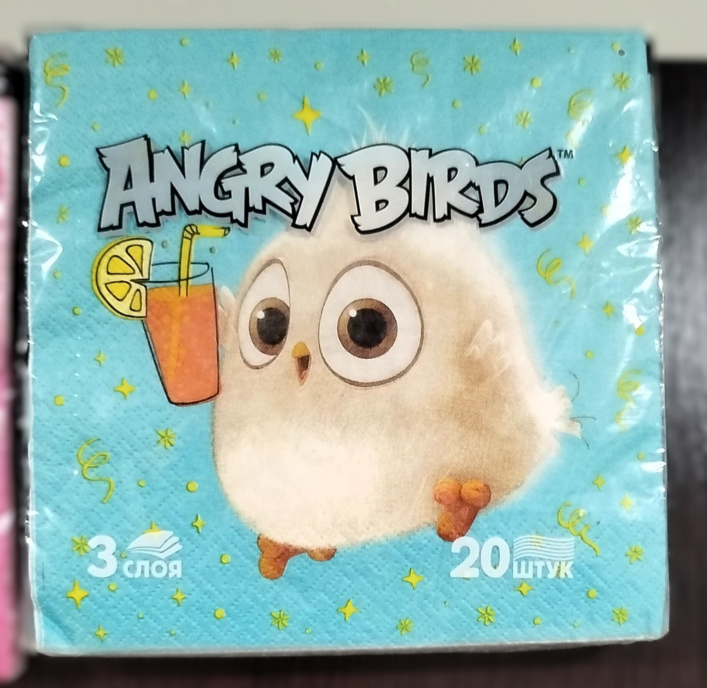 Салфетки Angri Birds 33х33  3-сл "Коллекция" (20л/12уп) МИКС (Коктейль+Капкейк+Подарки)