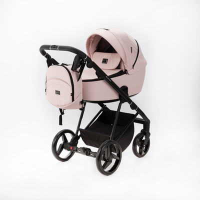 Детская универсальная коляска Adamex Blanc 2 в 1 TIP PS-142 Светло-розовый, светло-розовая экокожа