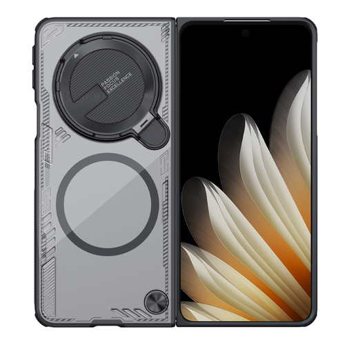 Чехол тонированный от Nillkin с металлической крышкой и поддержкой беспроводной зарядки MagSafe на OPPO Find N5, серия Iceblade Fold Magnetic