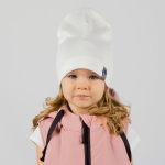 Шапка для девочек молочный/звезда, р-р 50-54 6976413