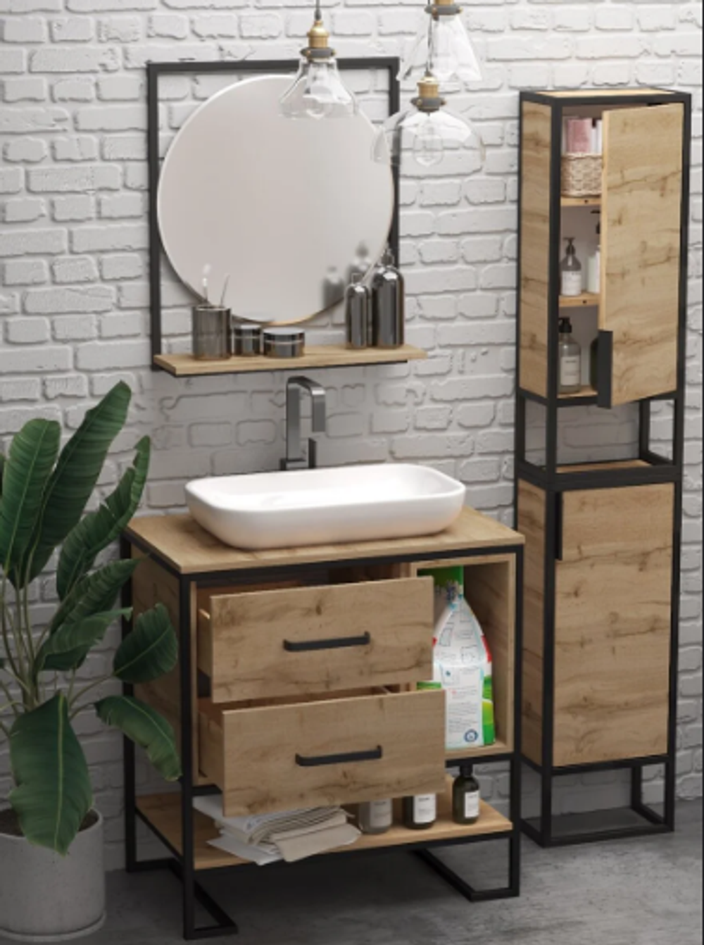 Тумба Grunge Loft 80Н 2я/2п Дуб вотан