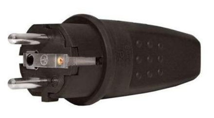 Вилка "UNIVersal" прямая с/з каучук 16А 250В IP44 (Еврослот) (АТ1549)  1/40