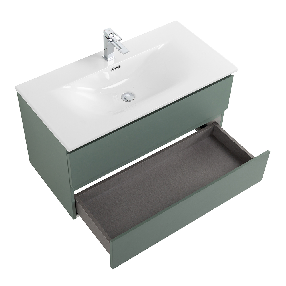 Тумба с раковиной подвесная BelBagno KRAFT-800-2C-SO-VO Еловый матовый, раковина белая BB-8099-80