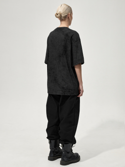 Футболка вареная "Уютная". Черно-серая