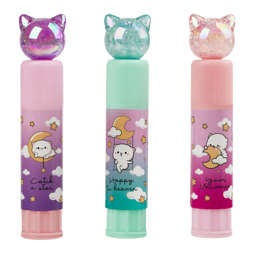 Клей-карандаш MESHU с топпером "Crystal Kitten", 8г, дисплей бокс, ПВП, ассорти