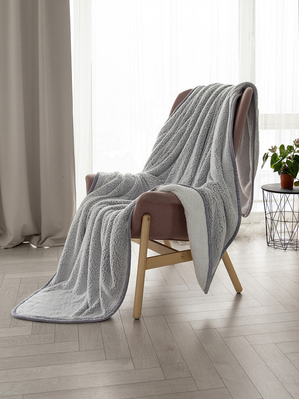 Плед DeNASTIA Уютный 150x200 100% полиэстер серый меланж