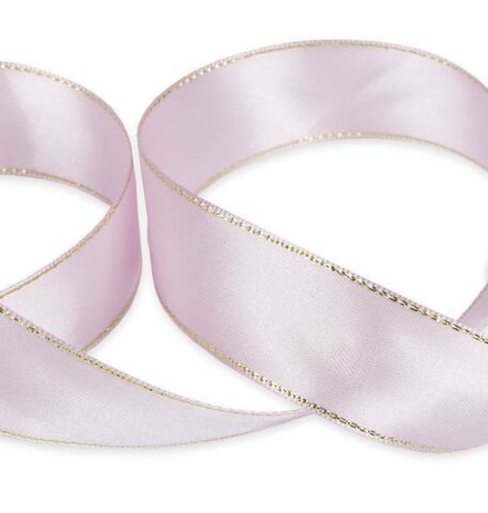 Лента атласная 25 мм , AL-25M двухстор. с металл. нитью 33 м , №080 под золото