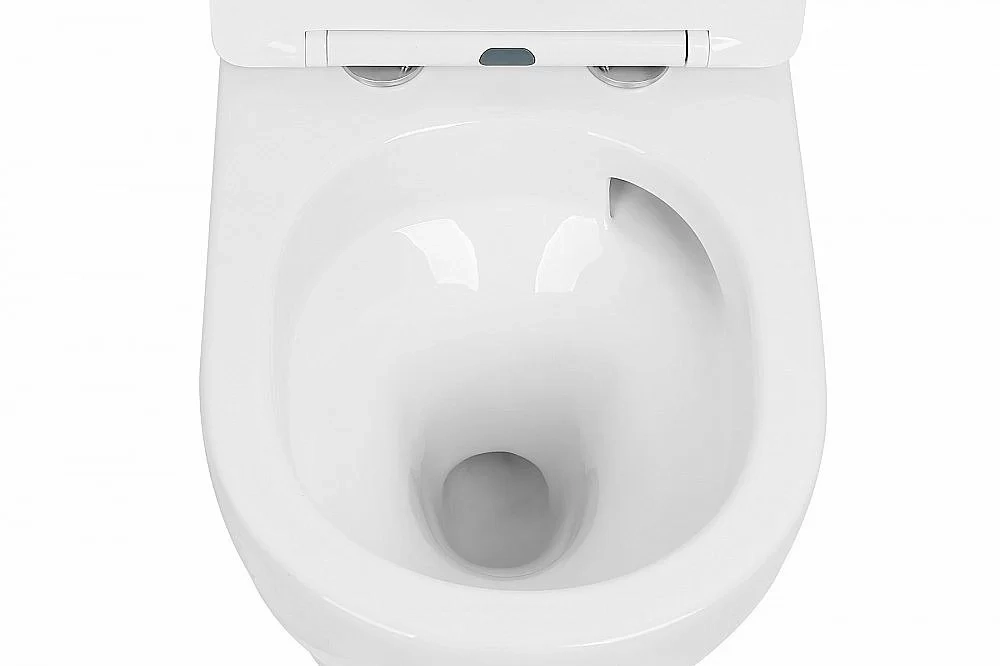 Унитаз подвесной Abber Bequem AC1100T-AC0105-AC0120NG белый, безободковый, с инсталляцией, с крышкой микролифт, слив-торнадо, с кнопкой никель