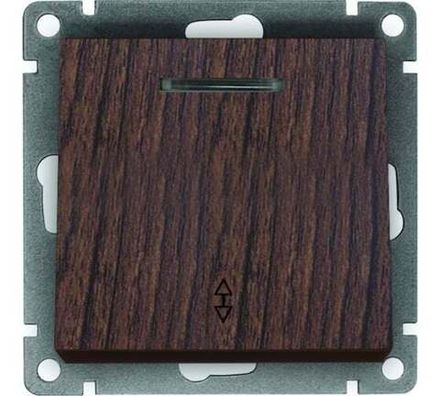Выключатель проходной одноклавишный с подсветкой "UNIVersal" серия "Афина ", с/у, 10А, 220В, венге