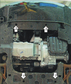 Защита картера Двигателя, КПП. 2 мм, Сталь. для Chrysler Sebring 2001-2007, Gaz Volga Siber 2007-2010, Dodge Stratus 2001-2003, Dodge Stratus 2003-2007 MOTODOR.05601