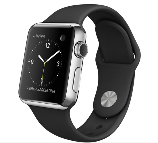 Часы смарт Apple Watch 38мм (чёрный полимерный ремешок)