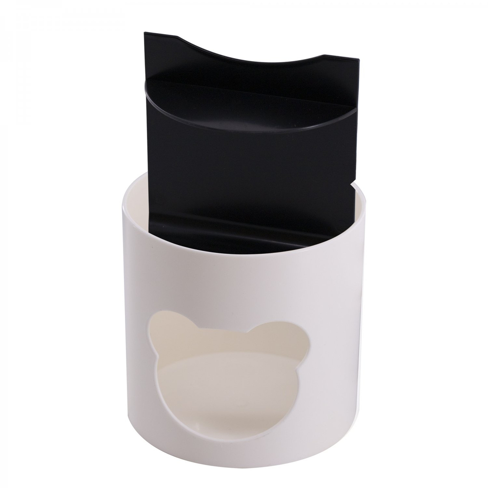 Подставка-стакан для канцтоваров Alingar, пластиковая, круглая, "Медвежонок", бело-черный