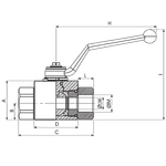 Кран 2-х ходовой шаровый BSP 3/4" DN 20 P=420 с отверстиями для монтажа