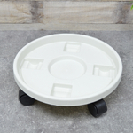 Подставка для цветов на колесах 32см белая