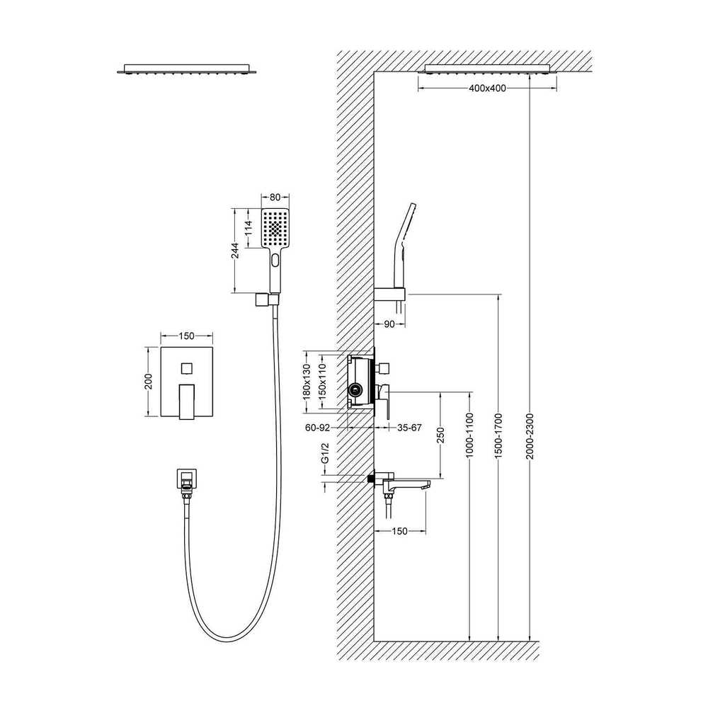 Душевая система встроенная Timo Selene (SX-2039/03SM) черный