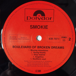 Винтажная виниловая пластинка LP Smokie Boulevard Of Broken Dreams (Germany 1989)