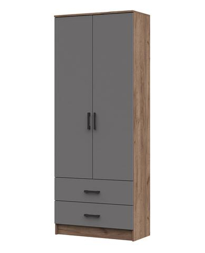 Машенька ШК 202 Шкаф с полками и 2 ящика Дуб крафт табачный / Графит серый