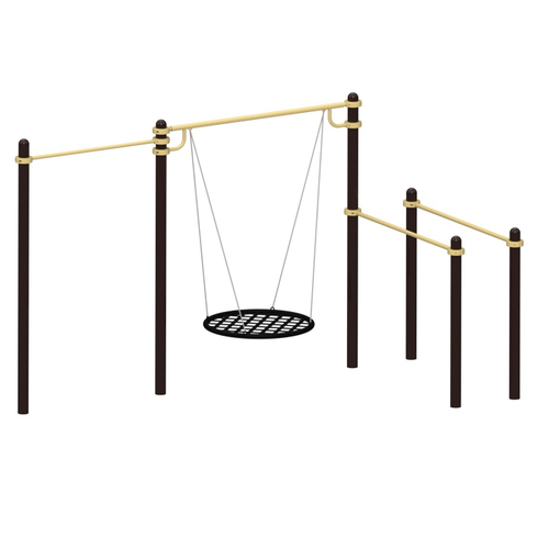 Спортивный комплекс №52, турник, брусья, качели "гнездо", 4400*2000*2700 мм., D=89 мм.