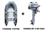 Лодка ПВХ YUKONA 310TSE АЛЮМИНИЙ + 4х-тактный лодочный мотор HONDA BF 5 DH SHU