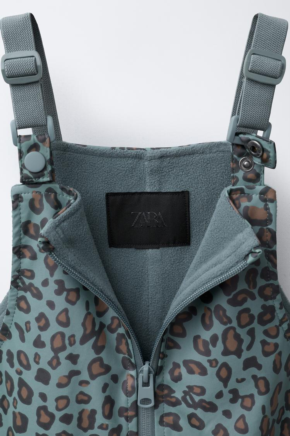 ZARA ПРОРЕЗИНЕННЫЙ КОМБИНЕЗОН С АНИМАЛИСТИЧЕСКИМ ПРИНТОМ WATER RESISTANT, НЕФТЯНОЙ