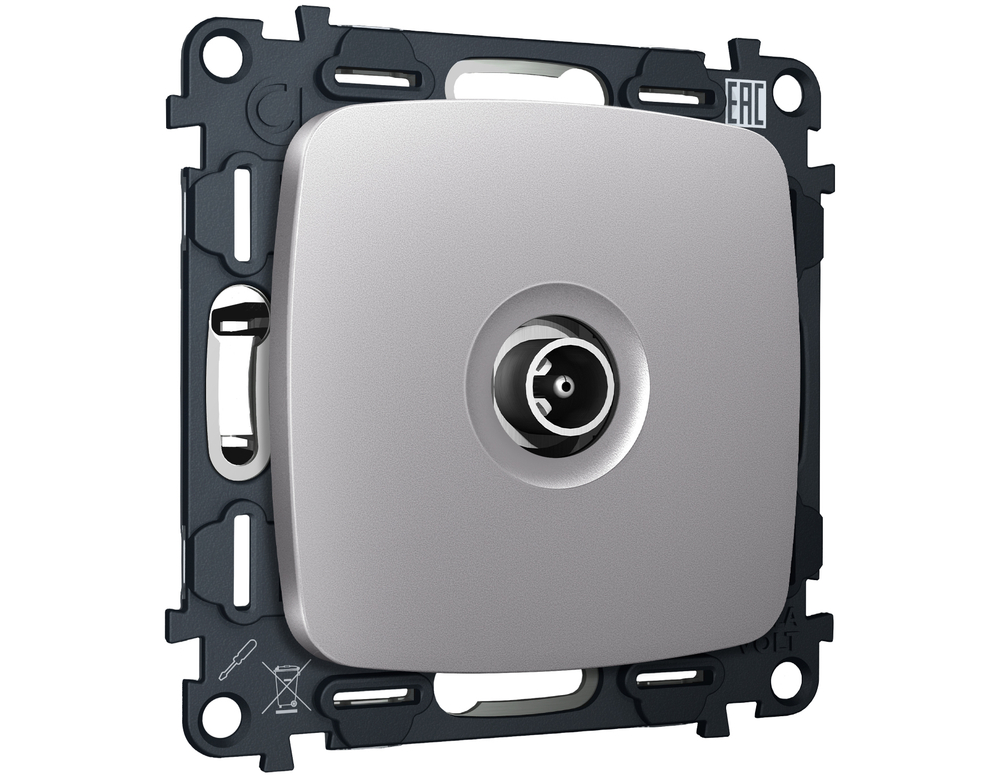 MO513010 Комплект механизма TV розетки оконечной OMEGA Сталь матовый 50-870 MHz 1dB QUANT (OP5130, VM202)