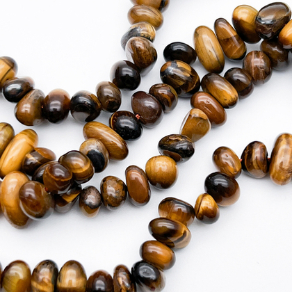Тигровый глаз фриформ бусины, размер около 5-8 мм, цена за отрезок 19 см (1/2 нити)
