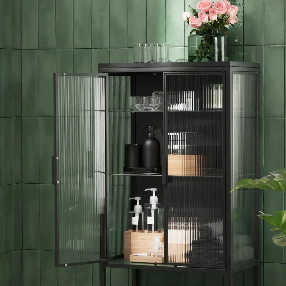 Шкаф-витрина - MOSSJÖN / MOSSJON IKEA/  МОССДЖОН  ИКЕА,  146х60 см,  серый