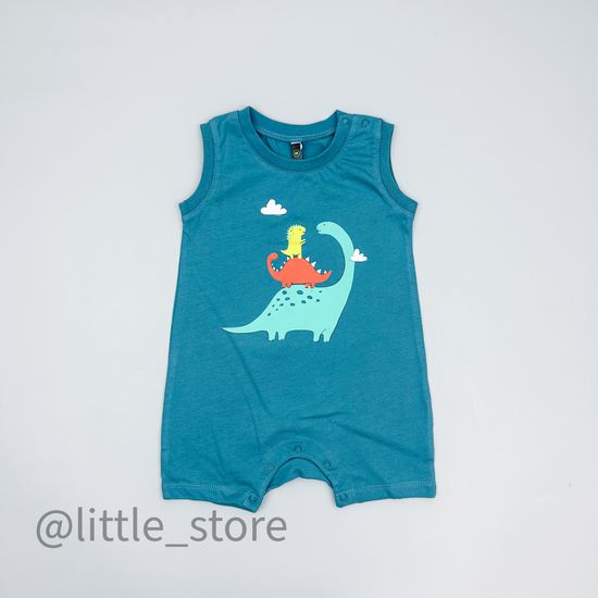 Песочник хлопковый "Мир динозавров" холодный изумруд