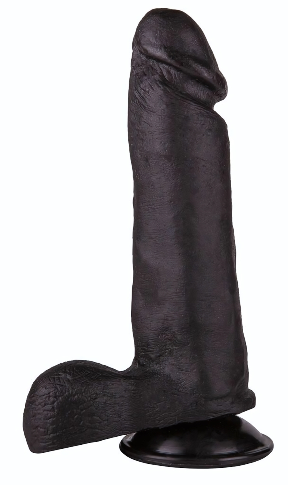 Чёрный дилдо на присоске - 19 см. (Цвет: черный)