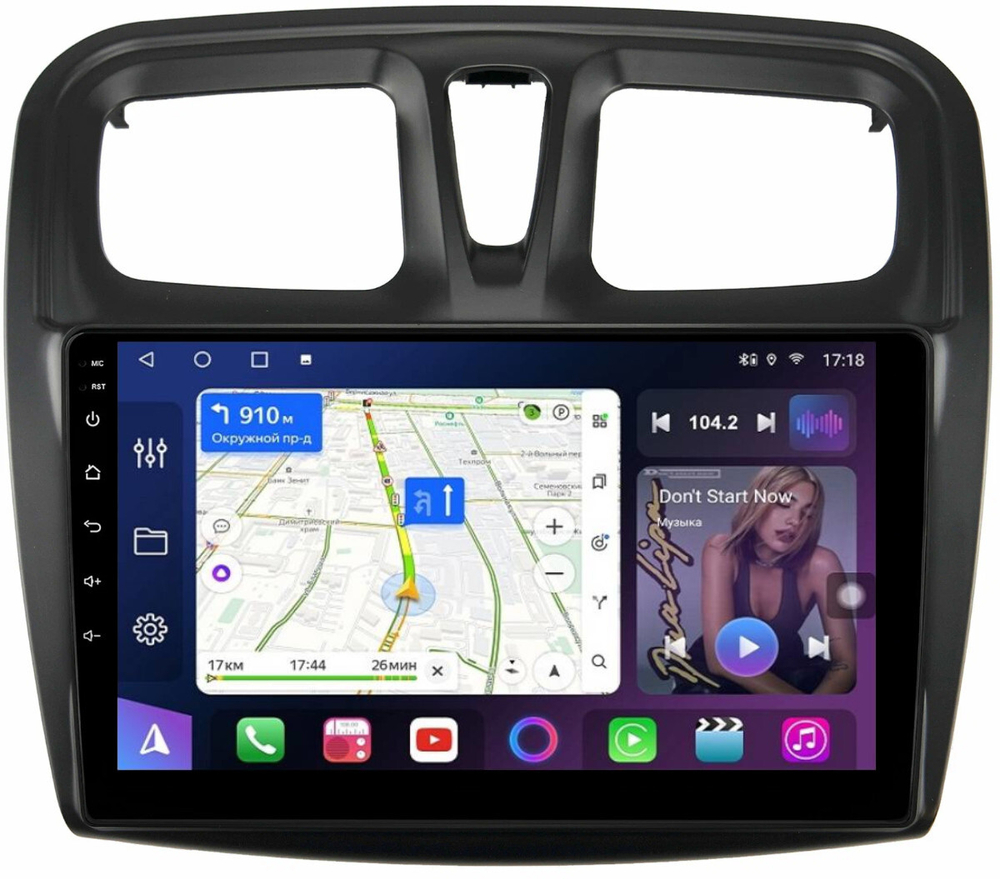 Магнитола для Renault Logan 2, Sandero 2 2014+ (рамка 10) - FarCar BM3051M на Android 13, QLED, TS10, 4Гб+32Гб, CarPlay, 4G SIM-слот