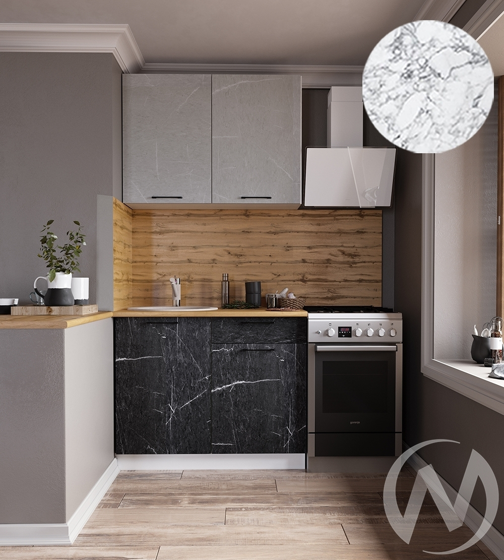 Кухня Мэйбл 1.0м (корпус белый/мрамор лайт; мрамор дарк) 38мм мрамор итальянский