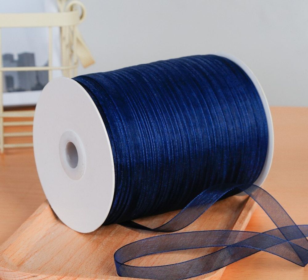 Лента Органза, (1см*320м), Темно-Синий #15