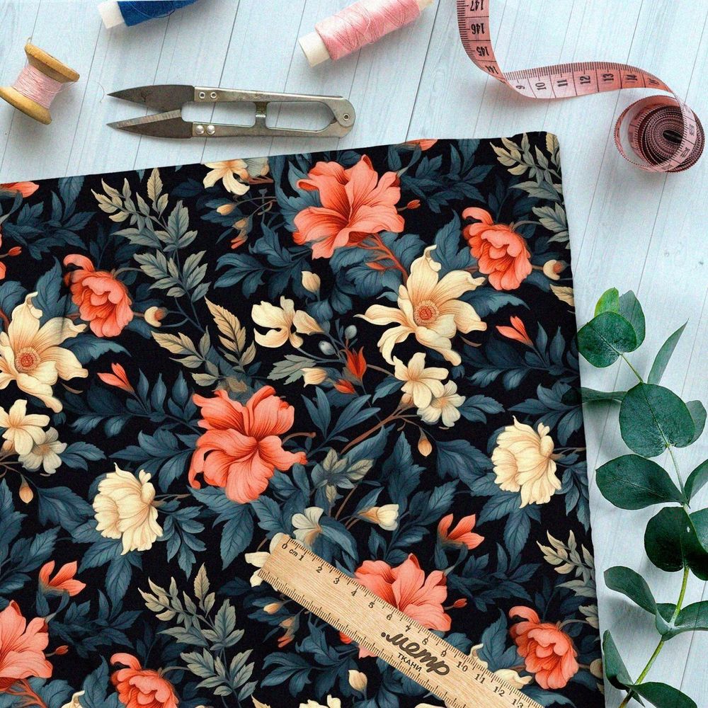 Ткань Барби цветы в лунном свете