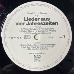 Винтажная виниловая пластинка LP Dietrich Fischer Dieskau Дитрих Фишер-Дискау Lieder Aus Vier Jahreszeiten Песни Из Четырех Сезонов (Germany 1976)