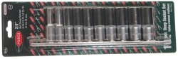 Набор торцевых головок RF-3102-5: 3/8"DR 6-гранных глубоких на планке 10пр. ROCKFORCE