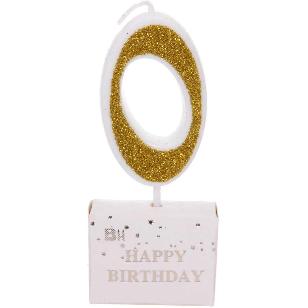 Свеча для торта Цифра Иллюзия «0» 9.5 см, золото