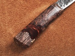 Якутский нож "Амга", сталь Х12МФ, рукоять коричневая стабилизированная карельская береза / акрил агат