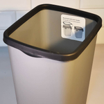 Ведро для мусора 9/10л с фиксатором "Tandem", серый металлик/черный