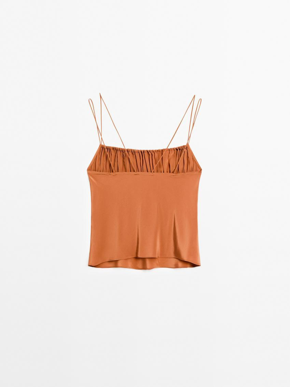 Massimo Dutti Топ свободного кроя со сборкой, винно-красный