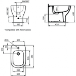 Напольное пристенное биде с отверстием под смеситель Ideal Standard TESI T3540V3