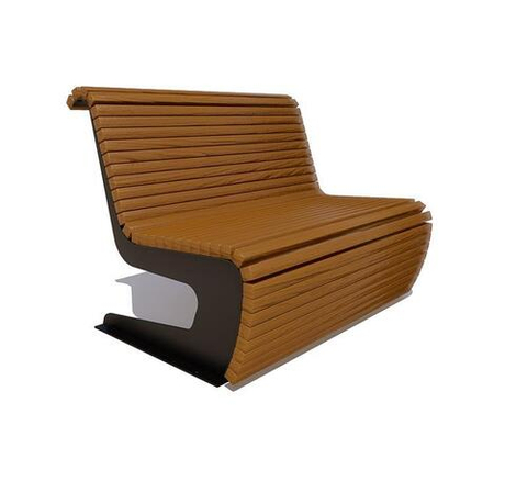 Скамейка стальная "Сквер" сосна 2,0м, без подлокотников, тик