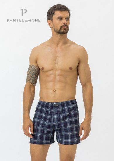 Трусы мужские семейные для больших мужчин Pantelemone PMBB-379, клетка темно-синяя