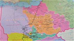 Карта Алматинской и Жетысуйской области РК .2023 г. 100 х 150 см настенная