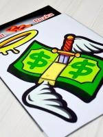 Наклейка - Доллар с ножом