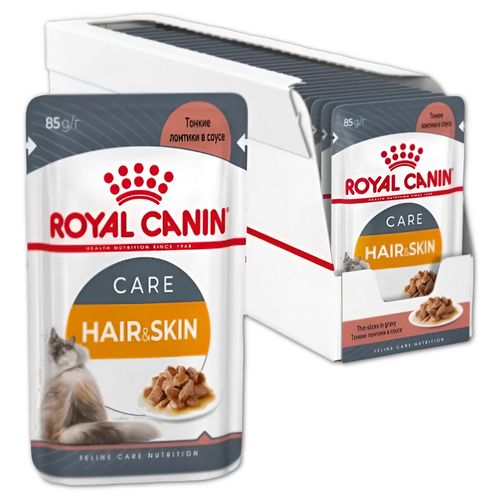 Royal Canin корм консервированный для взрослых кошек кусочки в соусе здоровая кожа и шерсть