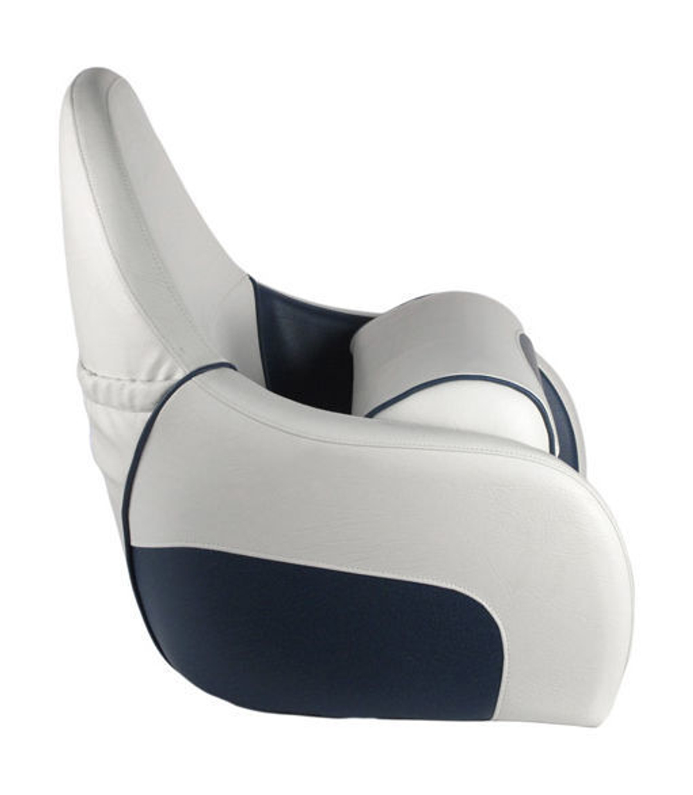 Кресло OCEAN 51 мягкое, подставка, обивка бело-синий винил