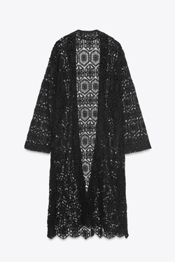 ZARA ДЛИННОЕ КИМОНО, ЧЕРНЫЙ